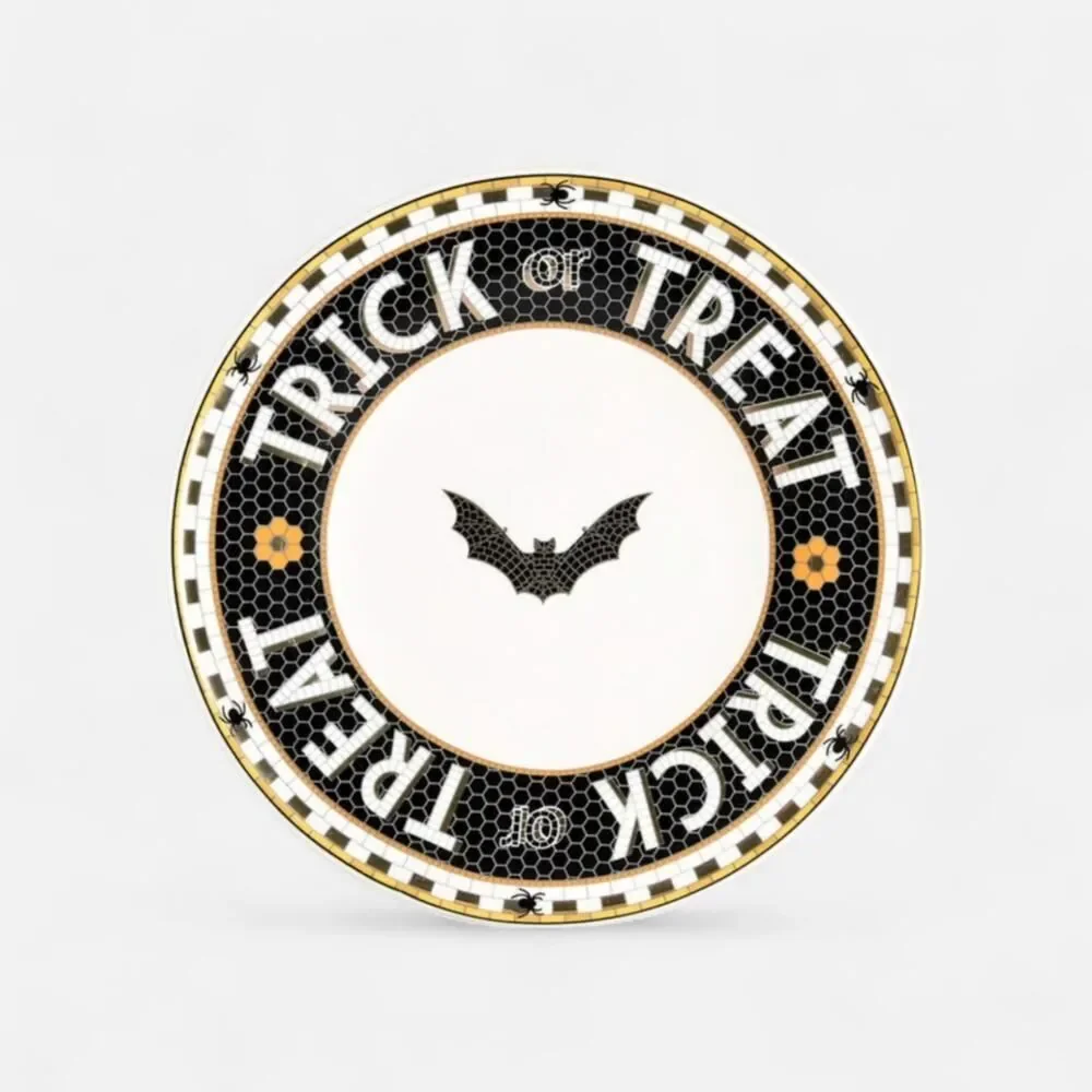 Anthropologie Bistro Tile Halloween Salad/Dessert  Plate 8.25